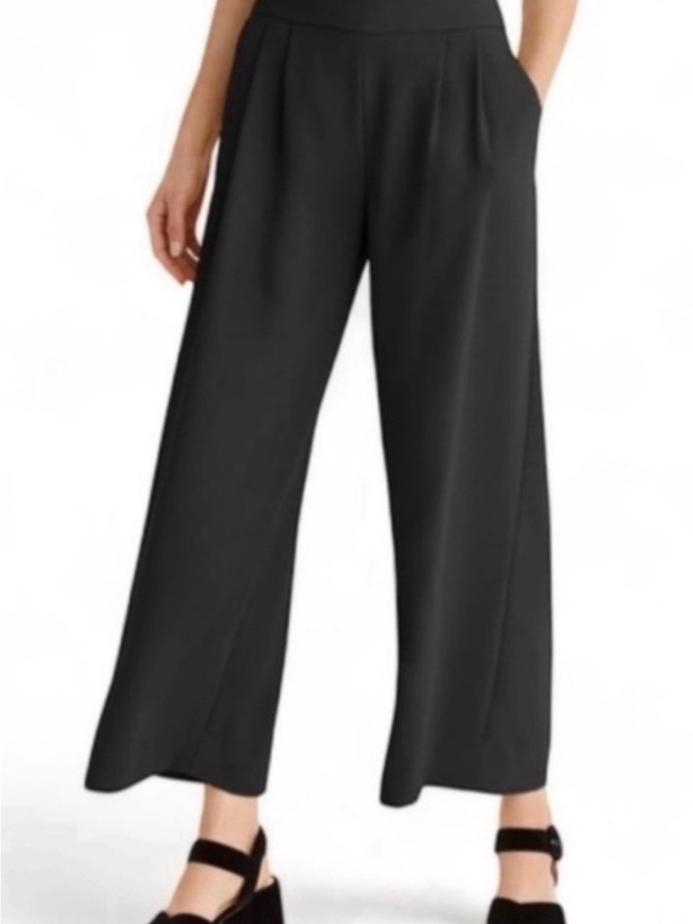 J. Crew Black Wide-Leg Pleated Palazzo Pants;Cropped; Size:24